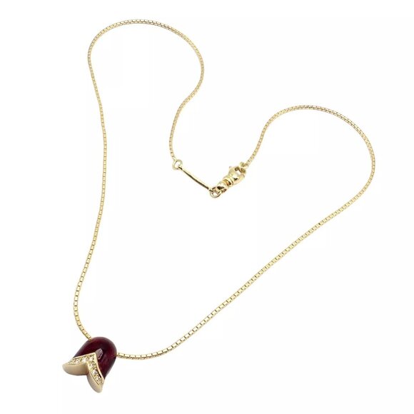 Authentic! Fabrege Diamond Tulip Red Enamel Pendant Necklace - Picture 10 of 11